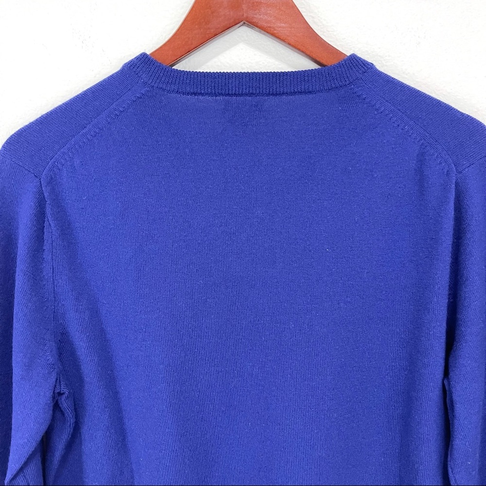 J. Crew- Cobalt Blue V Neck Merino Wool Sweater Size Small - Picture 4 of 6